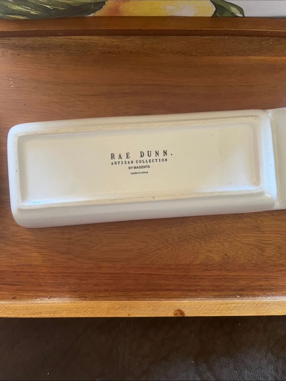 Rae Dunn White Ceramic 'WRITE' Vanity Tray with Typewriter Motif